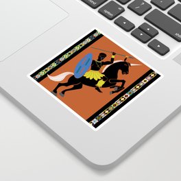 African Warrior on Black Unicorn Sticker