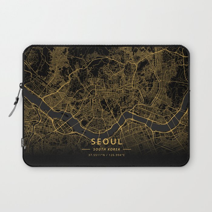 Seoul, South Korea - Gold Laptop Sleeve