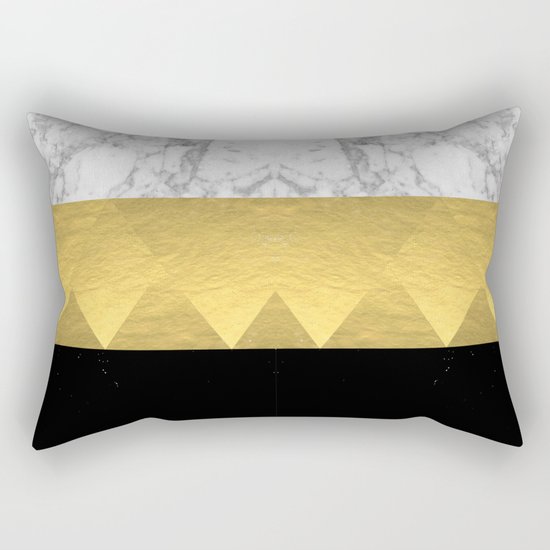 Stacked - gold foil black and marble cell phone case golden urban minimal retro modern city hipster Rectangular Pillow
