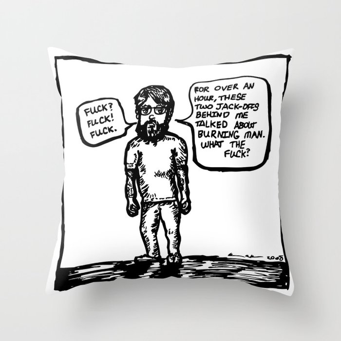 Burning Man Comic Throw Pillow