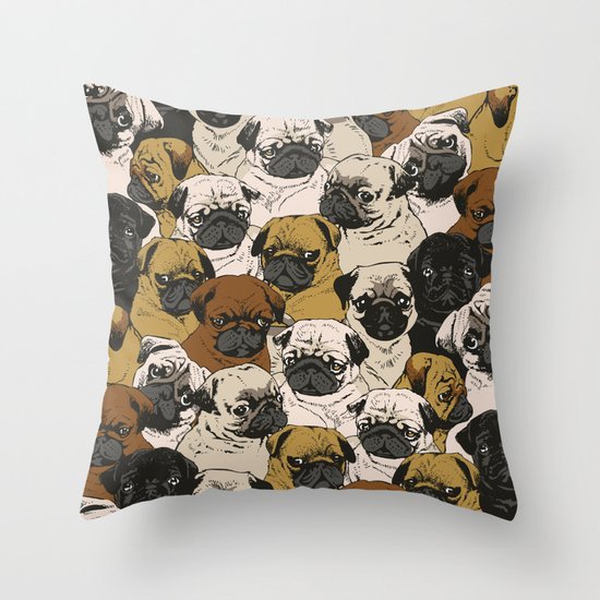 Social Pugz Throw Pillow
