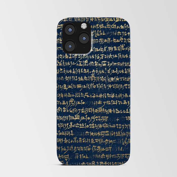 Ancient Egyptian Hieratic - navy & Green iPhone Card Case