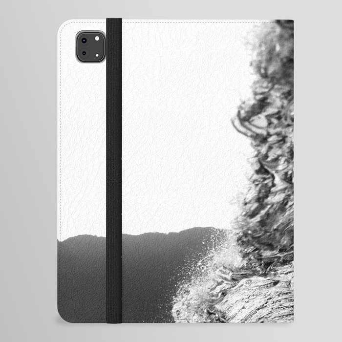 Aqua chrome a-frame wave surfing tunnel ocean portrait art black and white photograph / photography iPad Folio Case