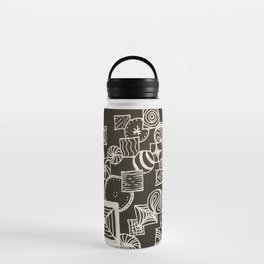 White on Black Abstract Water Bottle