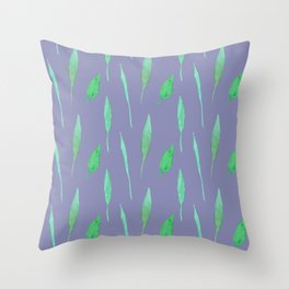 Watercolor leaves illustration pattern Throw Pillow