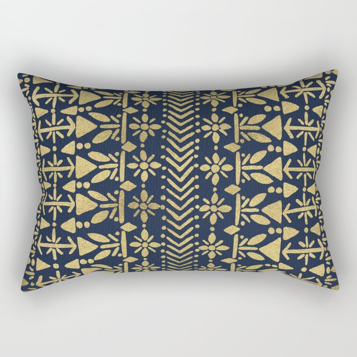 Norwegian Pattern – Gold on Navy Rectangular Pillow