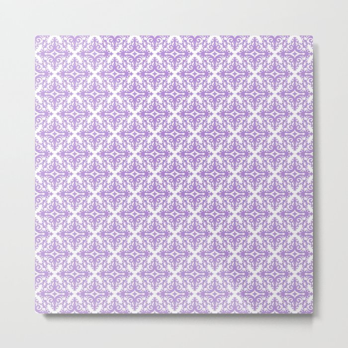 Damask (Lavender & White Pattern) Metal Print