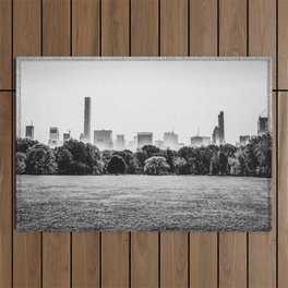 Autumn Fall in Central Park in New York City black and white Outdoor Rug