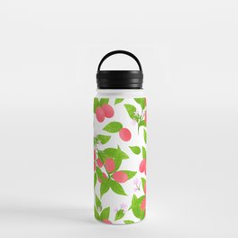 Pink and green berries botanical pattern Water Bottle