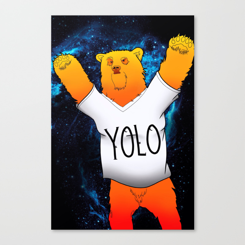 Galaxy Yolo Bear Canvas Print By Jadeartz Society6