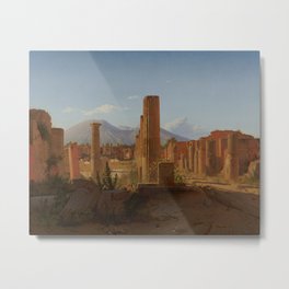 The Forum, Pompeii, with Vesuvius in the Distance by Christen Schjellerup Købke Metal Print