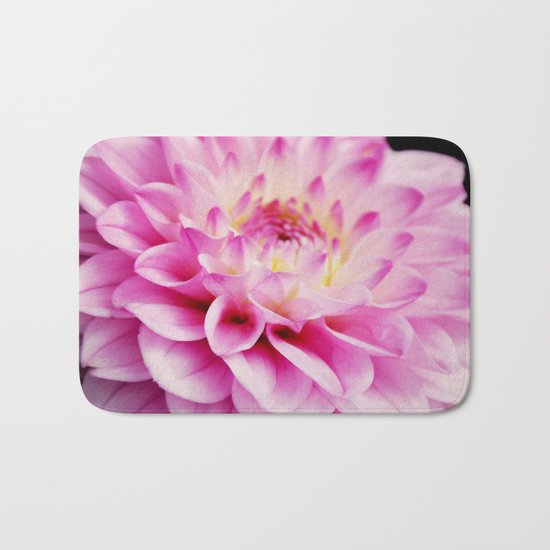 Close up pink dahlia Bath Mat