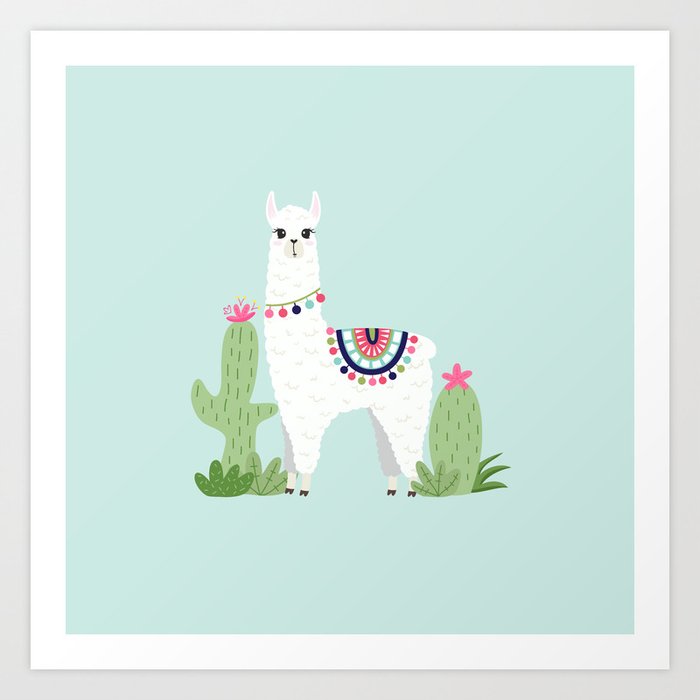 Cute Desert Alpaca Art Print By Heartlocked Society6 Lama with big eyes examines, bowed her head. cute desert alpaca art print by heartlocked