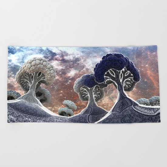 Broccoli Planet in Winter Beach Towel