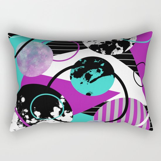 Eclectic Geometric (Abstract blue, purple, black, white) Rectangular Pillow