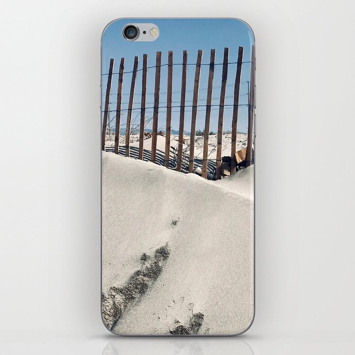 Wind-Sculpted Sand Hills With Fence Minimalist Art Photo iPhone Skin