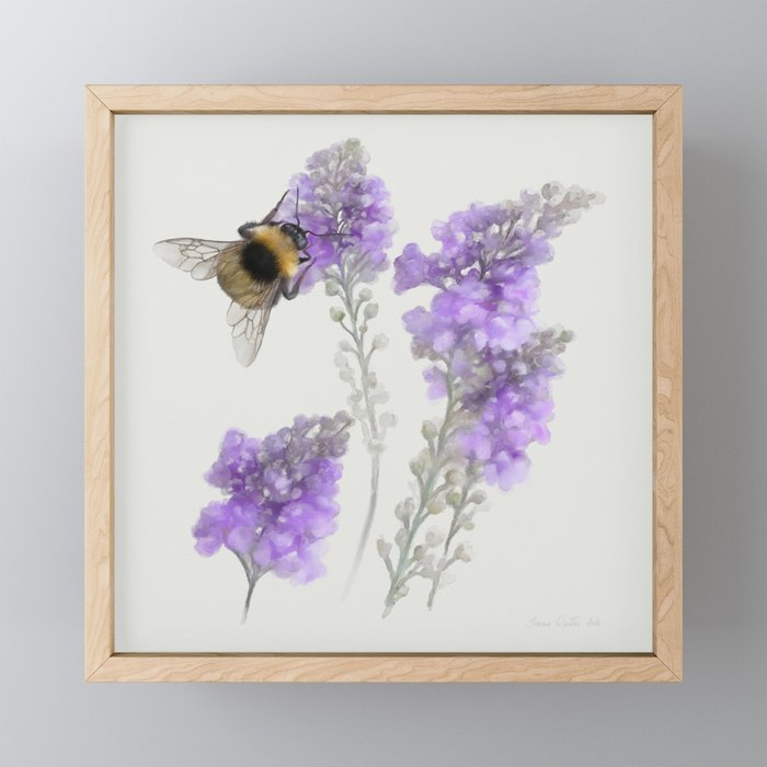 Watercolor Bumble Bee Framed Mini Art Print