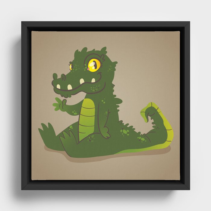 Baby Crocodile Framed Canvas