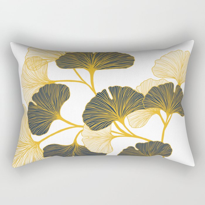 Golden Gingko Design Rectangular Pillow