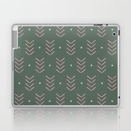 Arrow Lines Geometric Pattern 31 in Sage Green Pink Laptop Skin