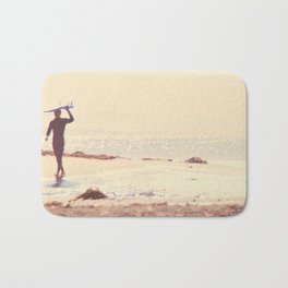 Surfer photograph. A Visceral Need Bath Mat | Beige, Brown, Sanonofre, Surfer, Trestles, Photo, Socal, Surfing, Earthtones, People 