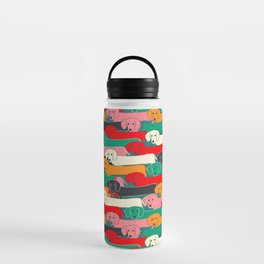 dachshund pattern- happy dogs Water Bottle