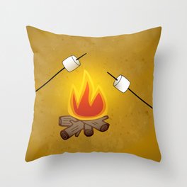 Camping - Roasting Marshmallows over Campfire Throw Pillow