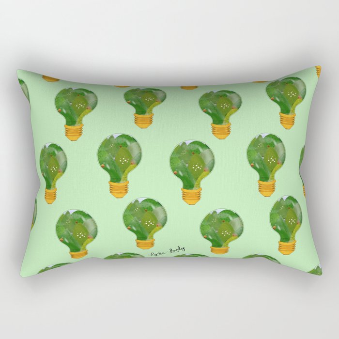 Green landscape in lamp- green background Rectangular Pillow
