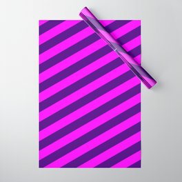 [ Thumbnail: Fuchsia and Indigo Colored Lined Pattern Wrapping Paper ]