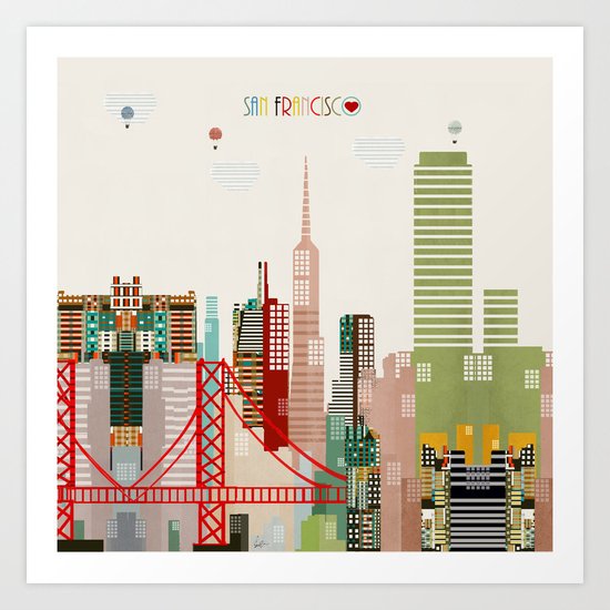 san francisco skyline Art Print