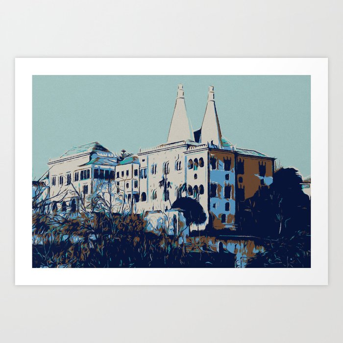 Sintra National Palace Illustration Print | Artistic Portugal Art Print