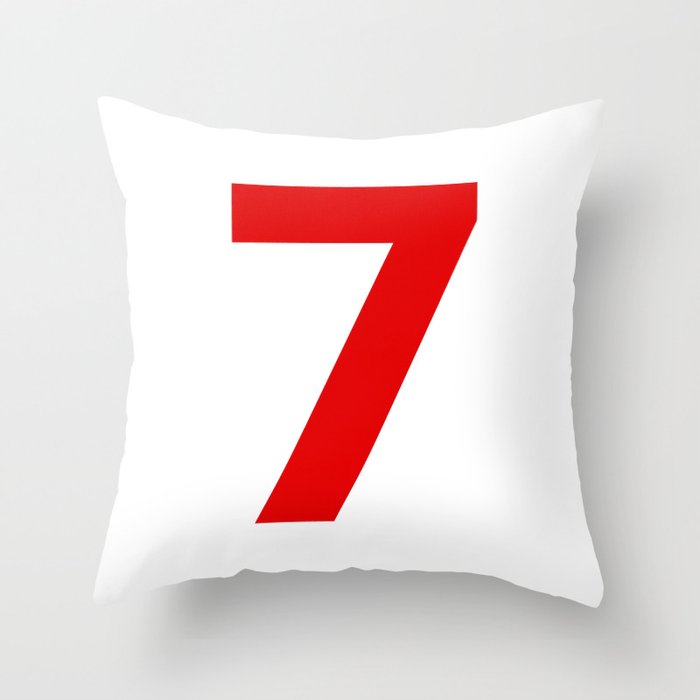 Number 7 (Red & White) Throw Pillow