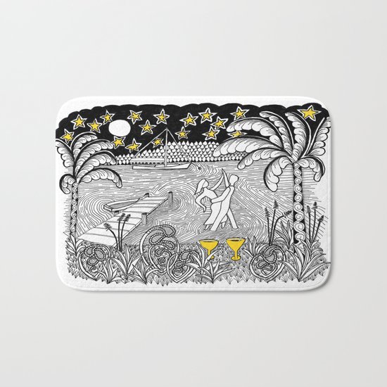 Beach Dancing under Stars Zentangle Style Bath Mat