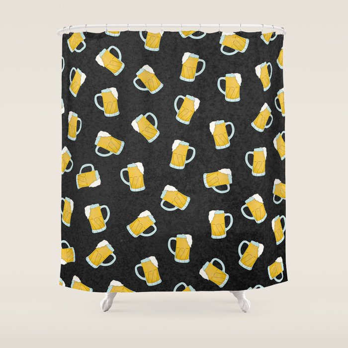 Artsy Modern Yellow Black Watercolor Beer Steins Shower Curtain By Lafemmeart Society6