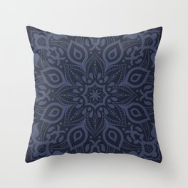 Elegant indigo blue mandala - tone on tone Throw Pillow