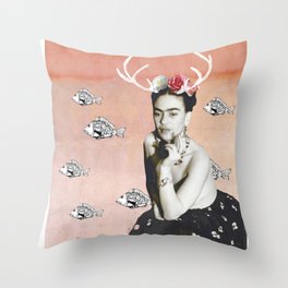 The Deer and the Fish Throw Pillow