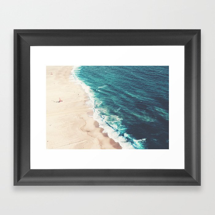Aerial Beach Print - Aerial Ocean - Crashing Waves - Sea Travel photography  Framed Art Print