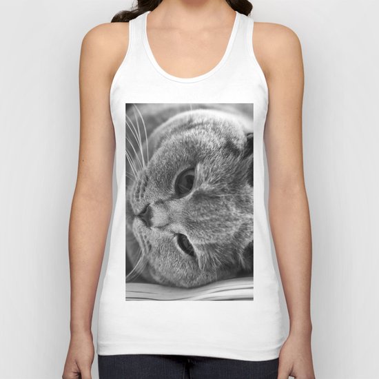 Cat Black white 3 Unisex Tank Top