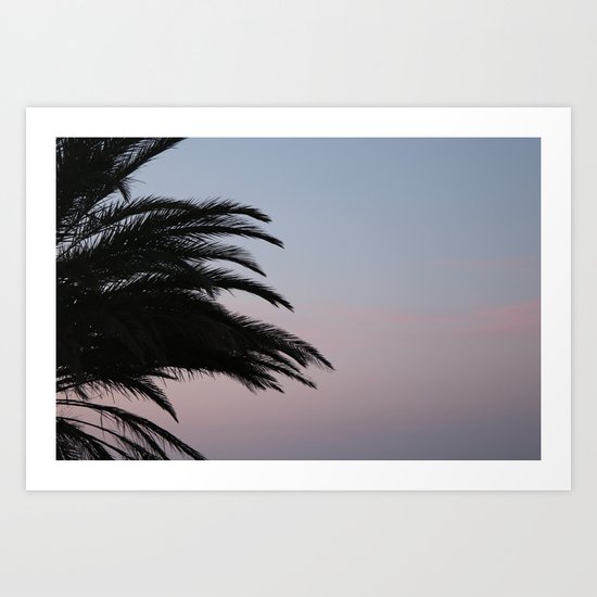 palmtree at sundown, aeolian islands Art Print