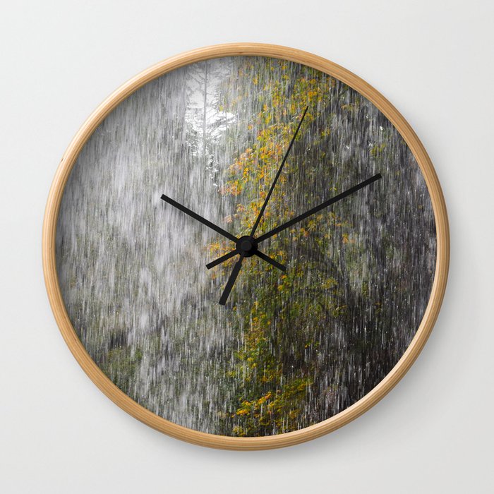 Fall From Behind the Falls (Silver Falls State Park, Oregon) Wall Clock