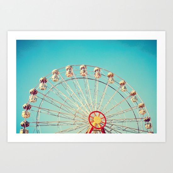 Daydream, Ferris Wheel on Blue Sky Art Print