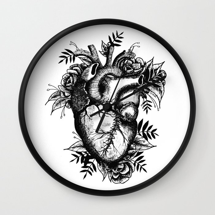 Wall Clock Stitched Heart 