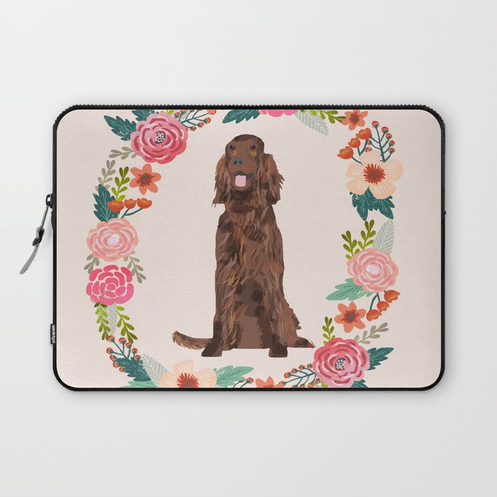 irish setter floral wreath spring dog breed pet portrait gifts Laptop Sleeve