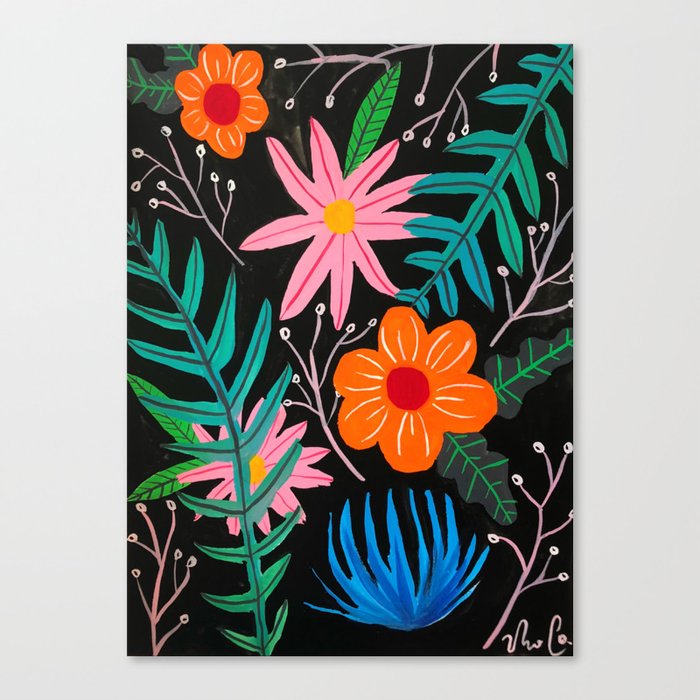 Bright Contrast Floral Canvas Print By Madisonoshea Society6