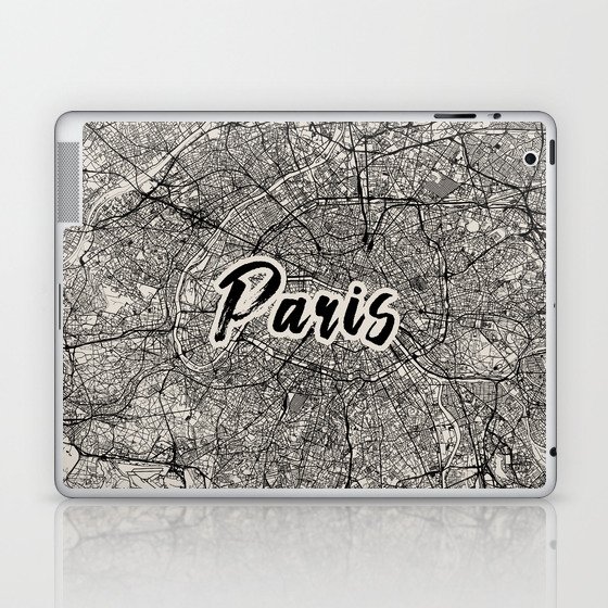 PARIS - Black and White City Map Laptop & iPad Skin