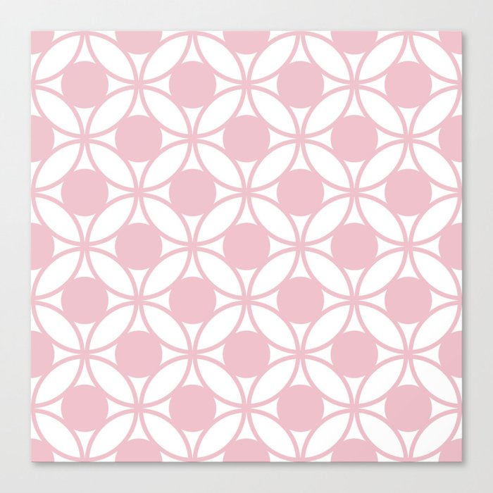 Geometric Orbital Spot Circles In Pastel Pink & White Canvas Print