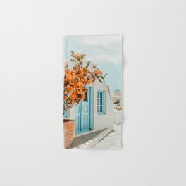 Greece Airbnb, Greece Photography Travel Digital Art, Scenic Landscape Architecture, White Building Hand & Bath Towel