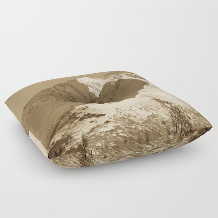 Majestic Mountain - Sepia Floor Pillow