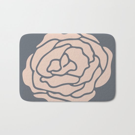 Rose Vintage Rose Pink on Pebble Gray Bath Mat
