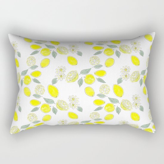 Watercolor . Lemon . Rectangular Pillow